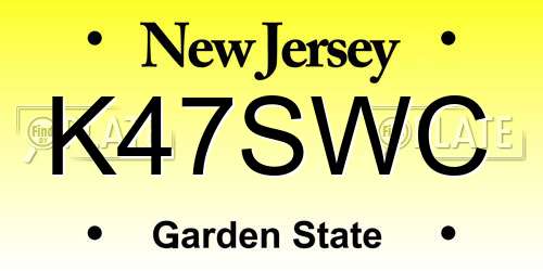 K47SWC New Jersey License Plate
