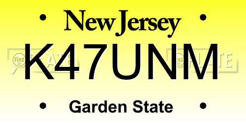 K47UNM New Jersey License Plate