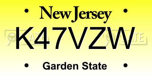 K47VZW New Jersey License Plate