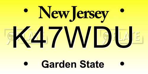 K47WDU New Jersey License Plate