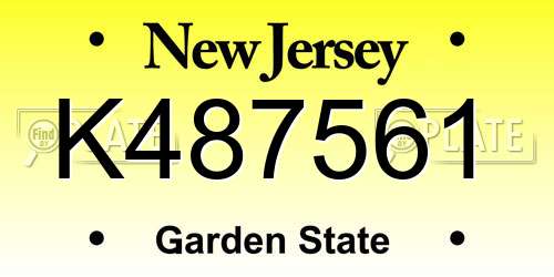 K487561 New Jersey License Plate