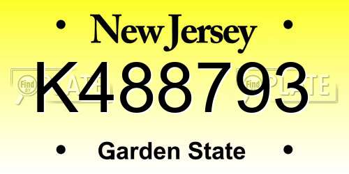 K488793 New Jersey License Plate