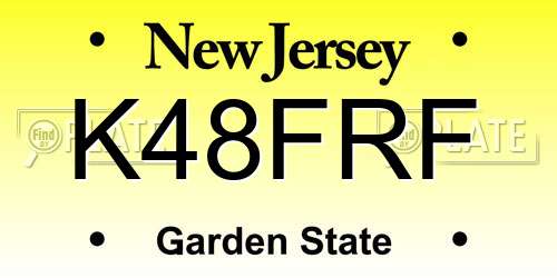 K48FRF New Jersey License Plate