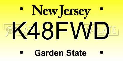 K48FWD New Jersey License Plate
