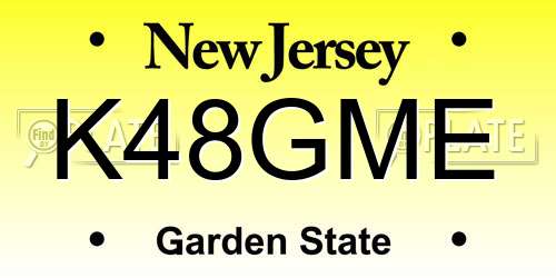 K48GME New Jersey License Plate