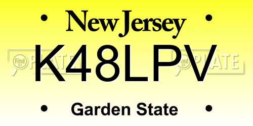 K48LPV New Jersey License Plate