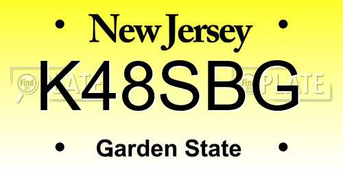 K48SBG New Jersey License Plate