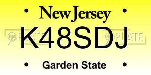 K48SDJ New Jersey License Plate