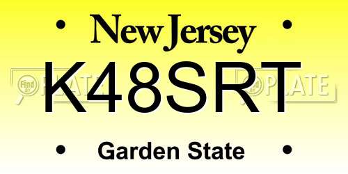 K48SRT New Jersey License Plate