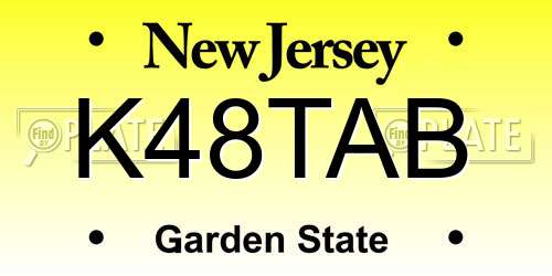 K48TAB New Jersey License Plate