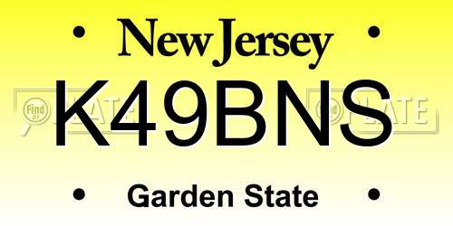 K49BNS New Jersey License Plate