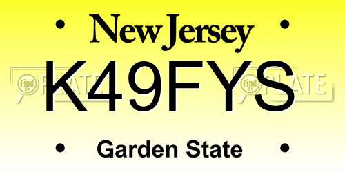 K49FYS New Jersey License Plate