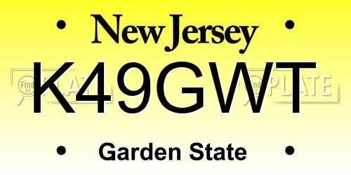 K49GWT New Jersey License Plate