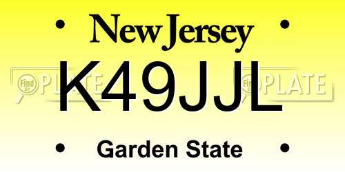 K49JJL New Jersey License Plate