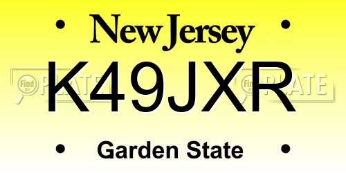 K49JXR New Jersey License Plate