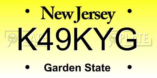 K49KYG New Jersey License Plate