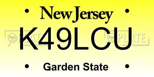 K49LCU New Jersey License Plate