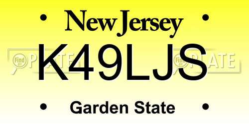 K49LJS New Jersey License Plate