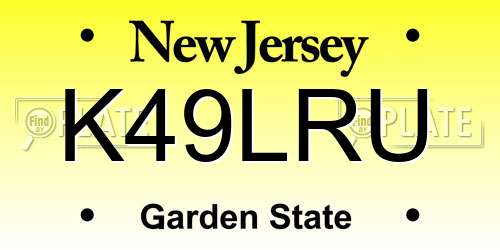 K49LRU New Jersey License Plate