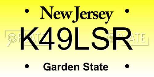 K49LSR New Jersey License Plate