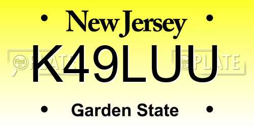K49LUU New Jersey License Plate