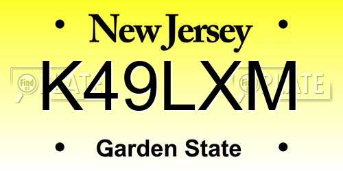 K49LXM New Jersey License Plate