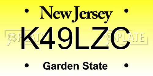 K49LZC New Jersey License Plate