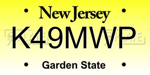 K49MWP New Jersey License Plate