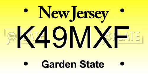 K49MXF New Jersey License Plate