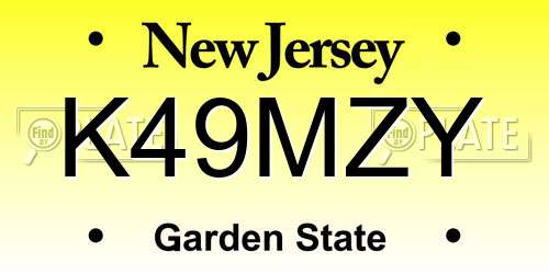 K49MZY New Jersey License Plate