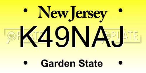 K49NAJ New Jersey License Plate