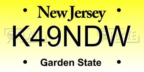 K49NDW New Jersey License Plate