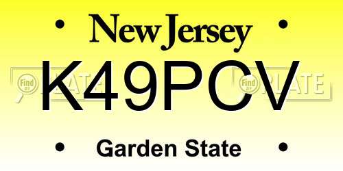 K49PCV New Jersey License Plate