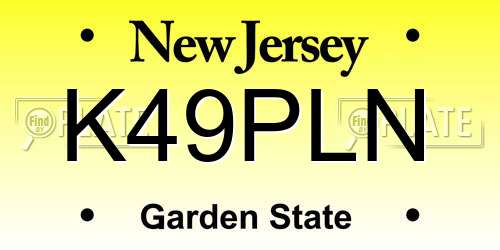 K49PLN New Jersey License Plate
