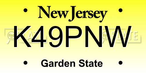 K49PNW New Jersey License Plate