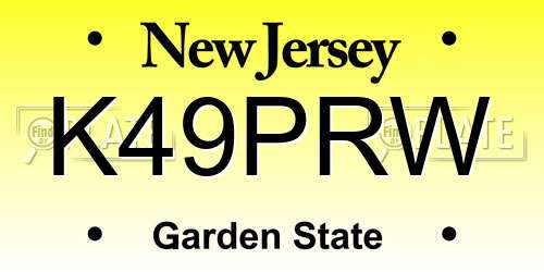 K49PRW New Jersey License Plate