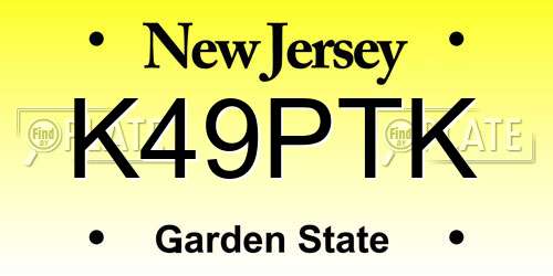 K49PTK New Jersey License Plate