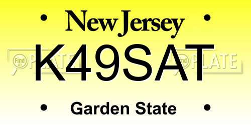 K49SAT New Jersey License Plate