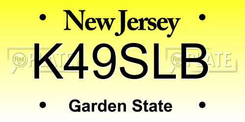 K49SLB New Jersey License Plate