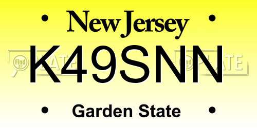 K49SNN New Jersey License Plate