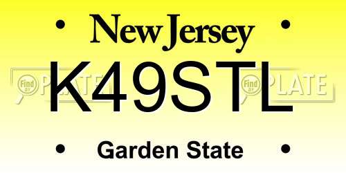 K49STL New Jersey License Plate
