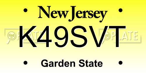 K49SVT New Jersey License Plate