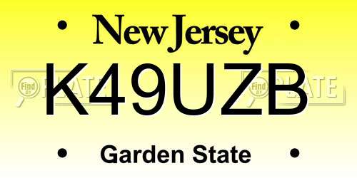 K49UZB New Jersey License Plate
