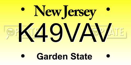 K49VAV New Jersey License Plate