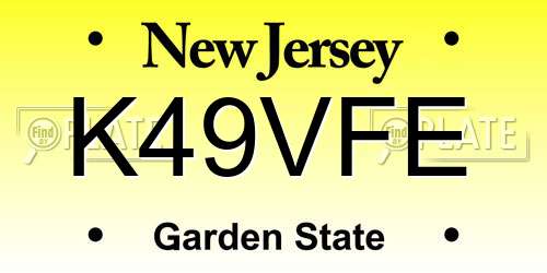 K49VFE New Jersey License Plate