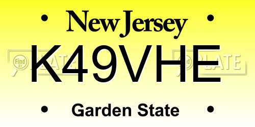 K49VHE New Jersey License Plate