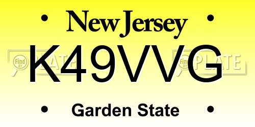 K49VVG New Jersey License Plate