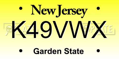 K49VWX New Jersey License Plate