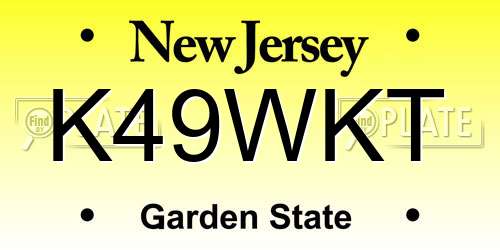 K49WKT New Jersey License Plate