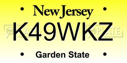 K49WKZ New Jersey License Plate